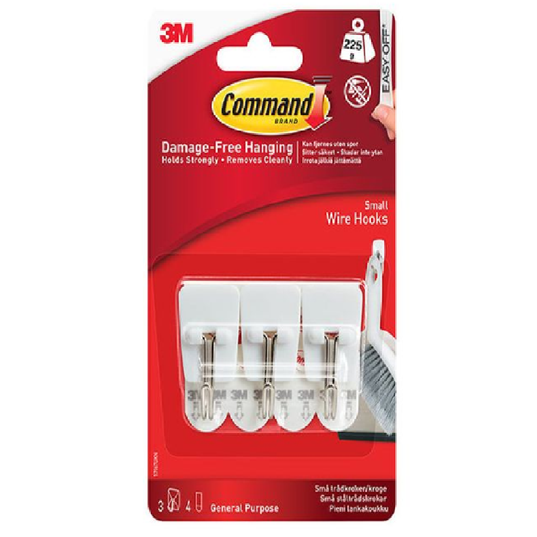 3M Command 17067 Wire Hooks 3 Hooks 4 Small Strips